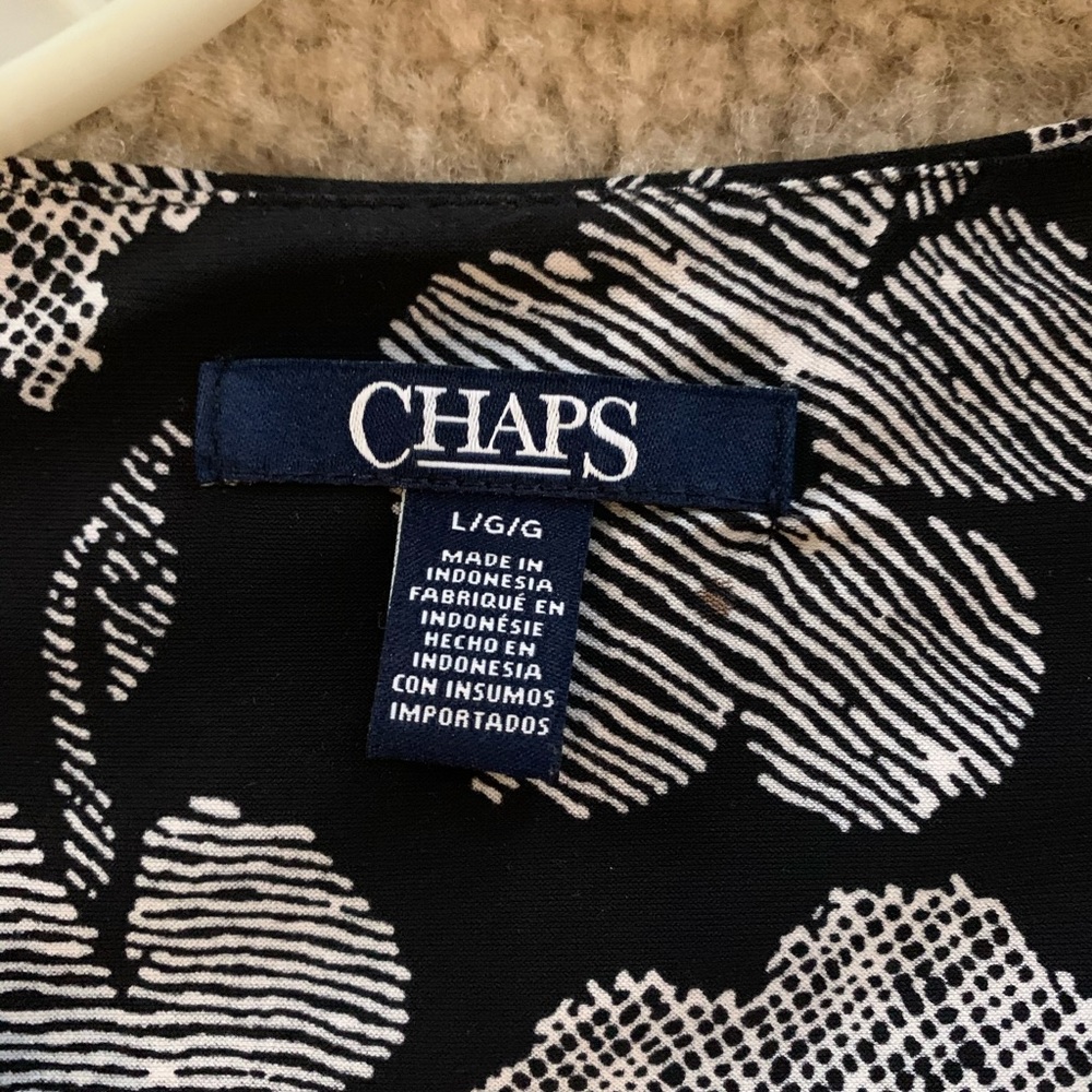 Chaps Black Floral Empire Faux Wrap Dress - Picture 4 of 6